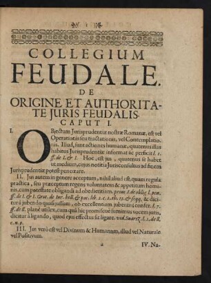 De Origine Et Authoritate Iuris Feudalis. Caput I.