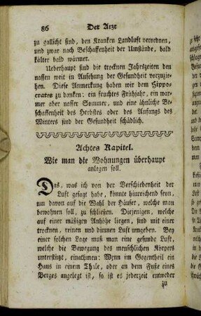 Achtes Kapitel. Wie man die Wohnungen überhaupt anlegen soll.