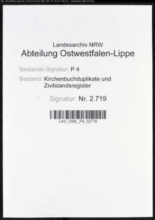Zivilstandsregister von Rhynern (A 1810). (Gemeinde: Rhynern, Kreis Unna)