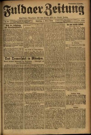 Erste Ausgabe vom Sonntag, den 02. März 1924.