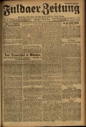 Erste Ausgabe vom Sonntag, den 02. März 1924.