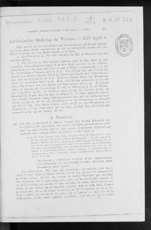 Livländischer Städtetag zu Wolmar. - 1519 April 3.