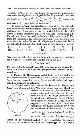 B. Grenzübergang zur euklidischen Geometrie.