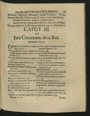 Caput III. De Iure Coecorum circa Res.