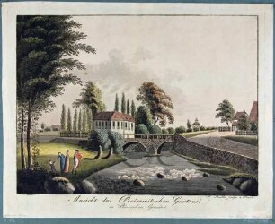 Der Reisewitzsche Garten mit dem Wasserschlösschen (Neidschützschlösschen, Kielmannseggeschlösschen) an der Weißeritz in Plauen bei Dresden