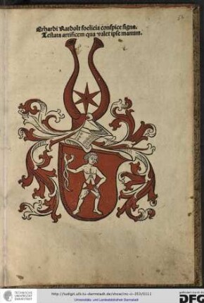 Erhardi Ratdolt foelicia conspice signa, testata artificem qua valet ipse manum.