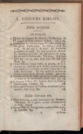 I. Codices Biblici. Biblia polyglotta.