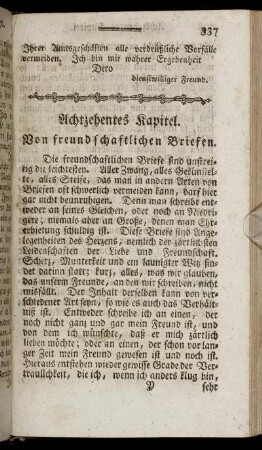 Achtzehntes Kapitel. Von freundschaftlichen Briefen.