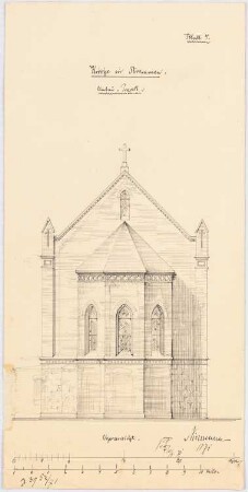 Kirche, Stremmen Umbau: Choransicht (Umbauprojekt) 1871