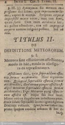 TITULUS II. DE DEFINITIONE METEORORUM.