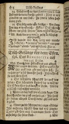 Tisch-Gesänge vor dem Essen.