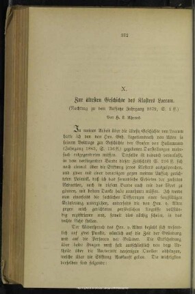 X. Zur ältesten Geschichte des Klosters Loccum : (Nachtrag zu dem Aufsatze Jahrgang 1872, S. 1 ff.)