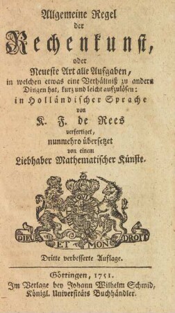 Allgemeine Regel der Rechenkunst
