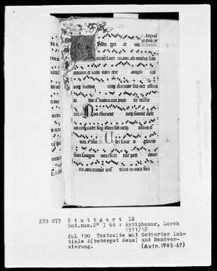 Antiphonarium (Benediktinerhandschrift) — Initiale A(bsterget deus), Folio 190recto