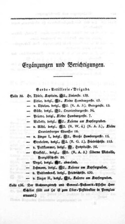 Ergänzungen und Berichtigungen