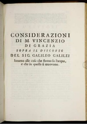 Considerazioni Di M. Vincenzio.