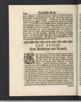 Cap. XXXVIII. Vom Reichthum und Armuth.
