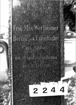 Grabstein 2244 (Index: 100097324) Maße HxBxT: 177x49x23 cm: Grabstein 2244 (Detailaufnahme 1)
