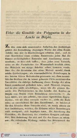 Ueber die Gemälde des Polygnotos in der Lesche zu Delphi