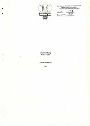 Geschäftsbericht: Bauausstellung Berlin GmbH 1981