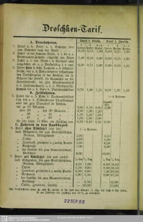 Droschken-Tarif