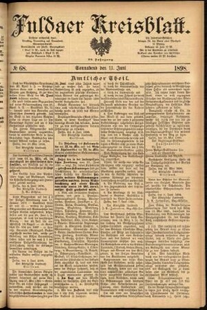 Erste Ausgabe vom Samstag, den 11. Juni 1898.