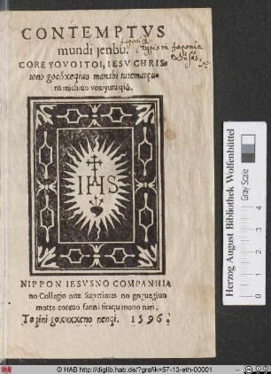 Titelseite zu "De Imitatio Christi"