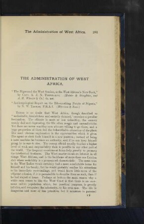 The Administration of West Africa