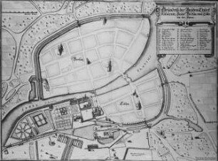 Berlin, Plan der Doppelstadt Berlin-Cölln, veröffentlicht in Merian 1652 (?). Johann Georg Memhard, Matthäus Merian