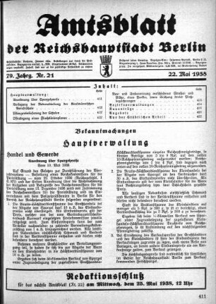 1938,21: Nr. 21, 22. Mai 1938