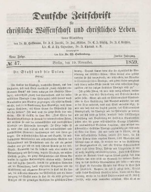 369-374 Dr. Stahl und die Union : Schlußbriefe (Schluß)