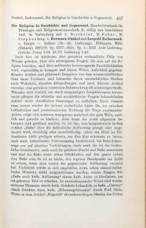 437-438 [Rezension] Die Religion in Geschichte und Gegenwart