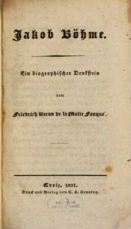 Jakob Böhme : ein biographischer Denkstein