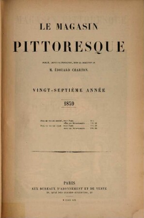 Le magasin pittoresque. 27. 1859