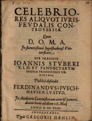 Celebriores Aliqvot Ivris Fevdalis Controversiae