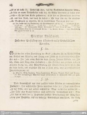 Vierter Abschnitt. Besondere Verfassung des Niederrheinisch-Westphälischen Kreises