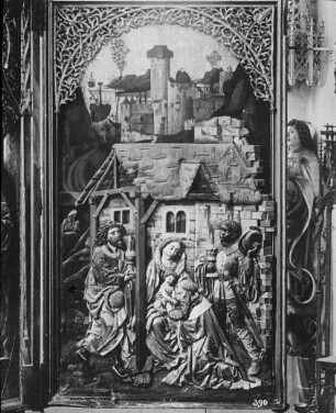 Blaubeuren, Anbetung der Hl. Drei Könige, rechter Flügel des Hochaltars, ehem. Benediktiner-Klosterkirche