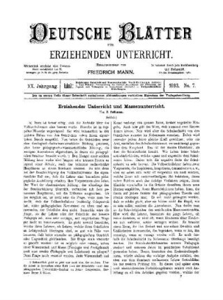 Erziehender Unterricht und Massenunterricht : (Schluss)