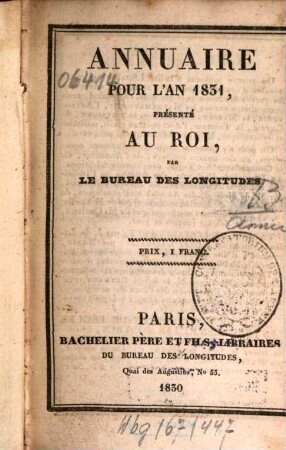 Annuaire : pour l'an .... 1831 (1830)