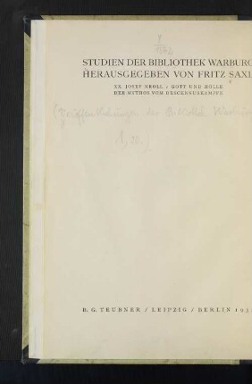 Gott und Hölle : der Mythos vom Descensuskampfe