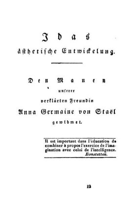 Idas ästhetische Entwickelung.