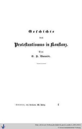 I. Geschichte des Protestantismus in Konstanz.