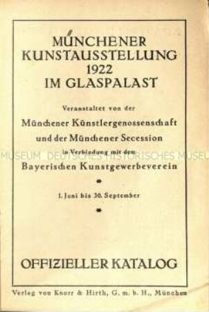 Münchener Kunstausstellung 1922 im Glaspalast