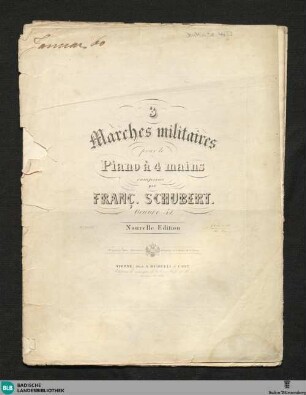 3 Marches militaires pour le Piano à 4 mains : Oeuvre 51