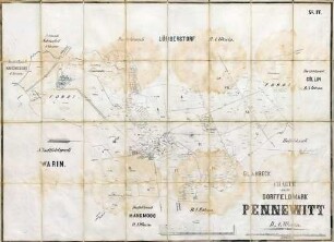 N° IV; Charte von der Dorffeldmark Pennewitt. D.A. Warin.