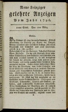 20tes Stück. Den 7ten März.