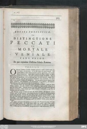 Theses Theologicae : De Distinctione Peccati In Mortale Et Veniale.