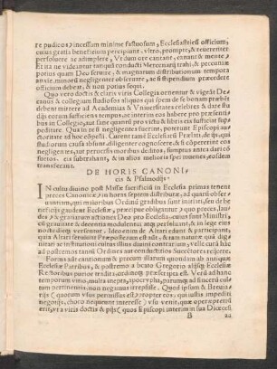 De Horis Canonicis & Psalmodiis.