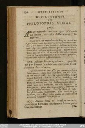 Definitiones Ex Philosophia Morali.