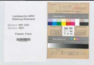 Entnazifizierung Franz Floeren , geb. 11.04.1913 (Bahnsekretaer)